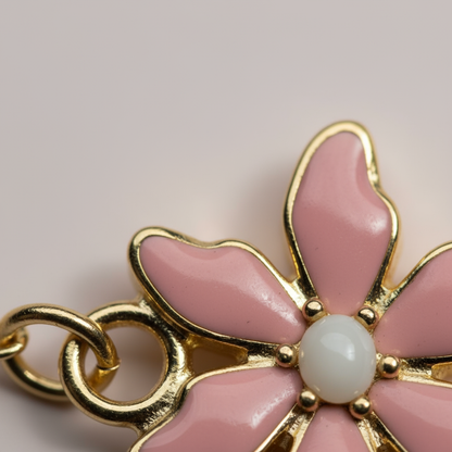 Çelik Pembe Çiçek Kolye