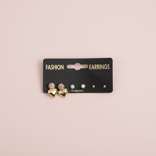 Taşlı Kalp VIP Küpe Set