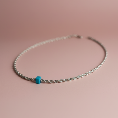 Mavi Boncuklu Gümüş Burgu Kolye