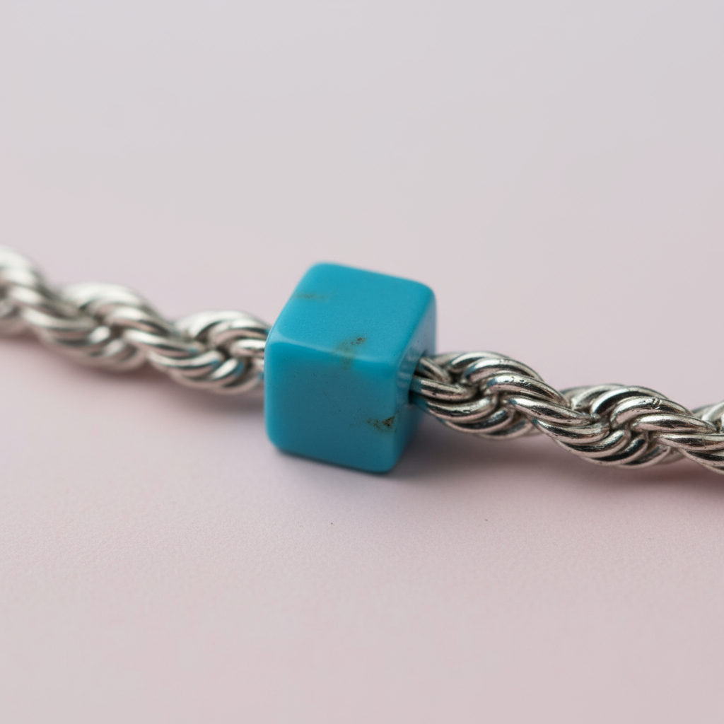 Mavi Boncuklu Gümüş Burgu Kolye