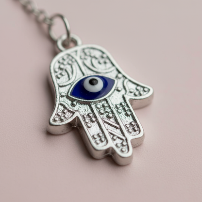 Çelik Gümüş Nazar Boncuklu Fatma Ana Y Kolye