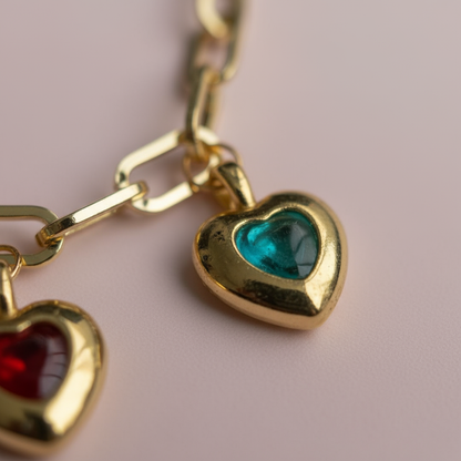 Renkli Kalp Charm Bileklik