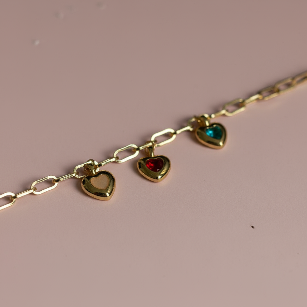 Renkli Kalp Charm Bileklik