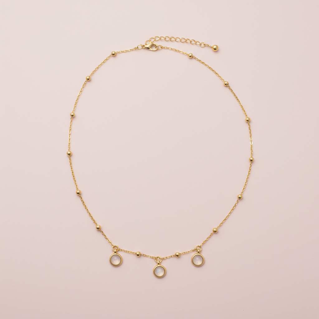 Çelik Sedefli Sallantılı Kolye