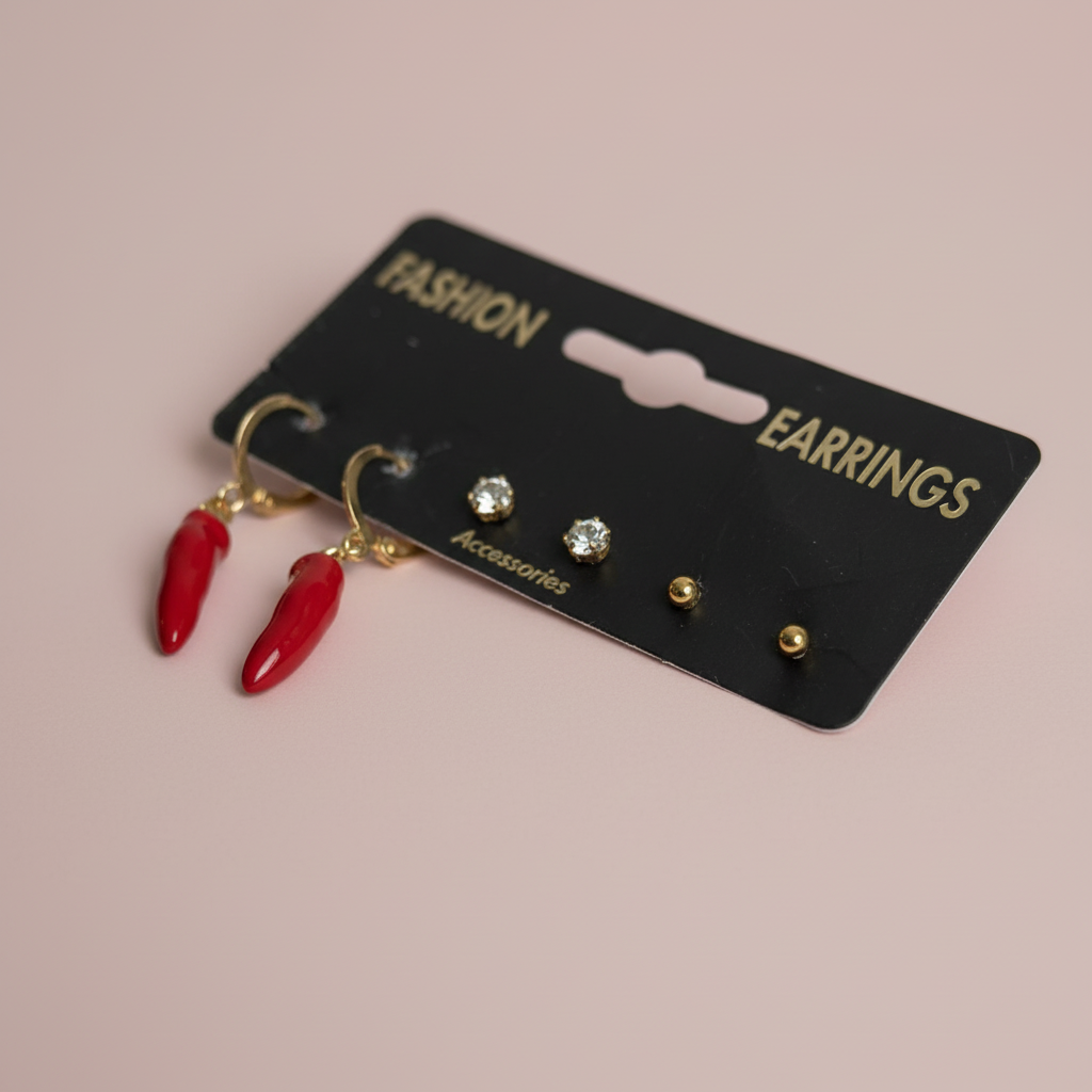 Biber Sallantılı Küpe Set