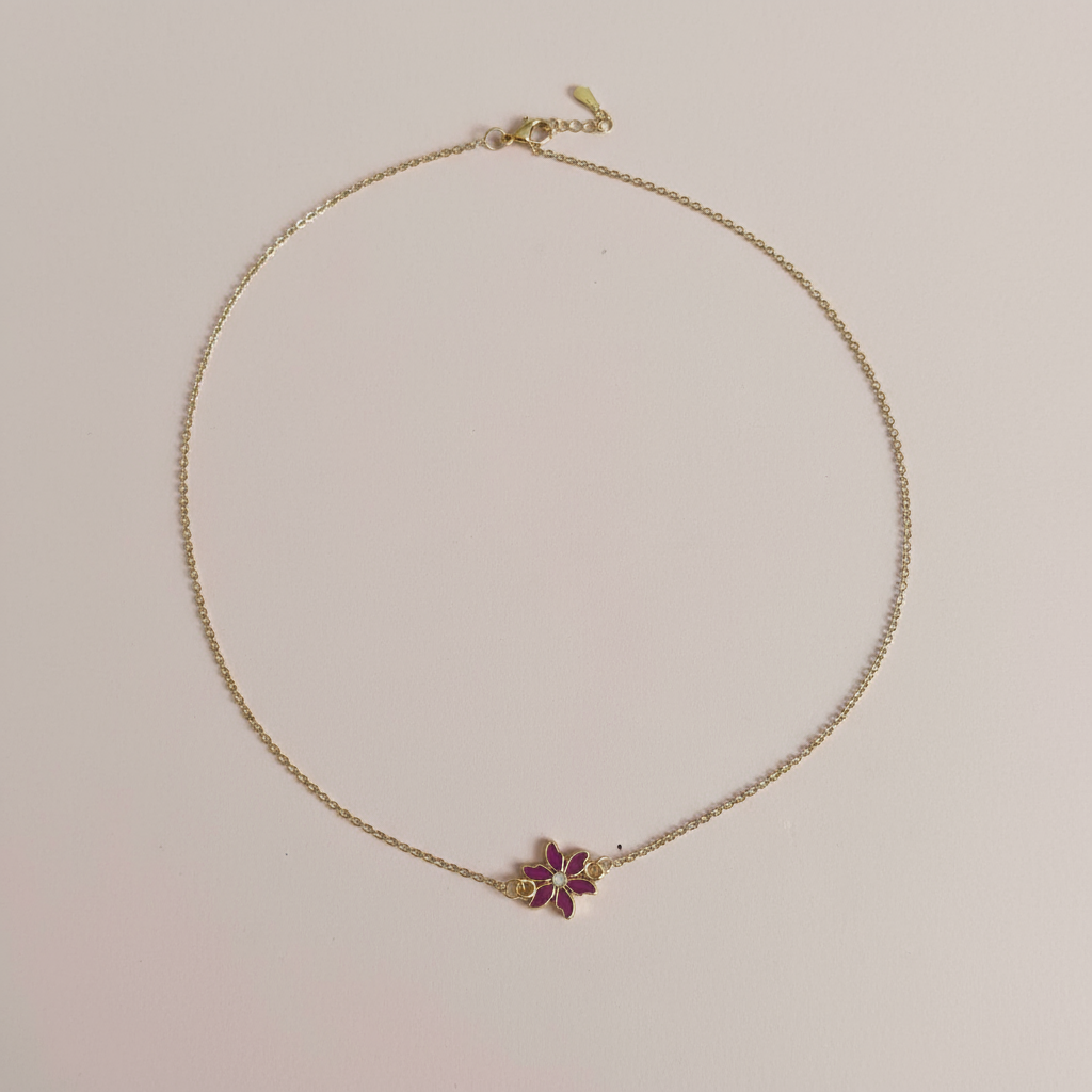 Çelik Mor Çiçek Kolye