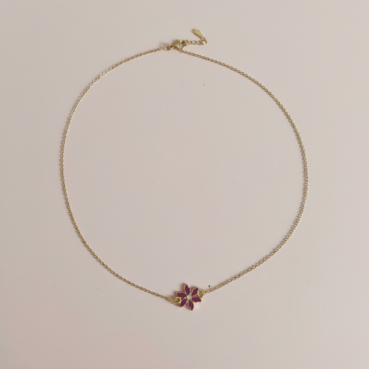 Çelik Mor Çiçek Kolye