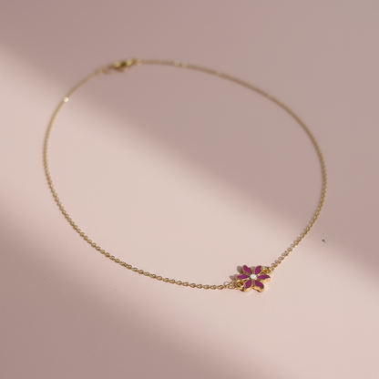 Çelik Mor Çiçek Kolye