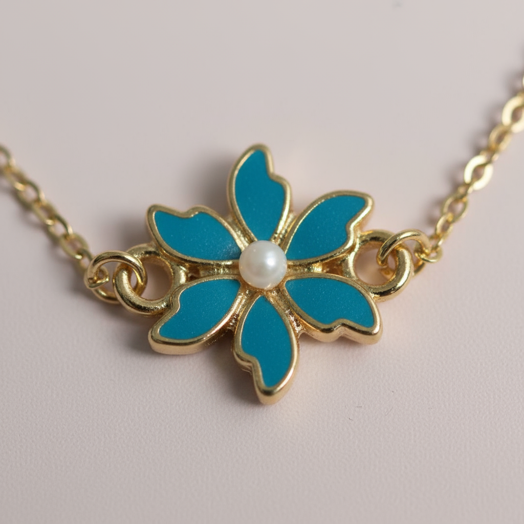 Mavi Çiçek Kolye