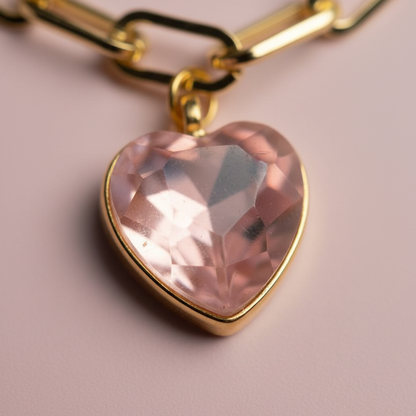 Parlak Taşlı Kalp Charm Bileklik