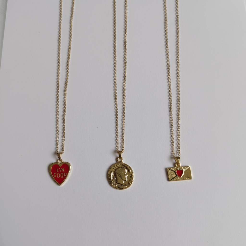 3lü Madalyon Kolye Seti