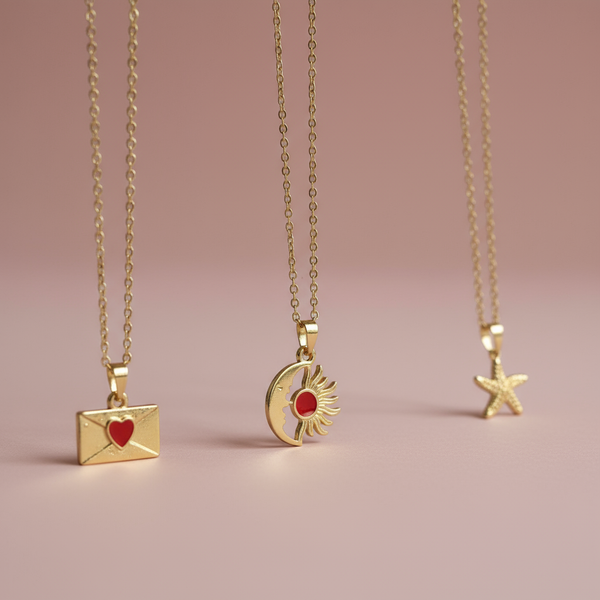Üçlü Kombin Altın Kaplama Sembol Kolye Seti - İrva Collection