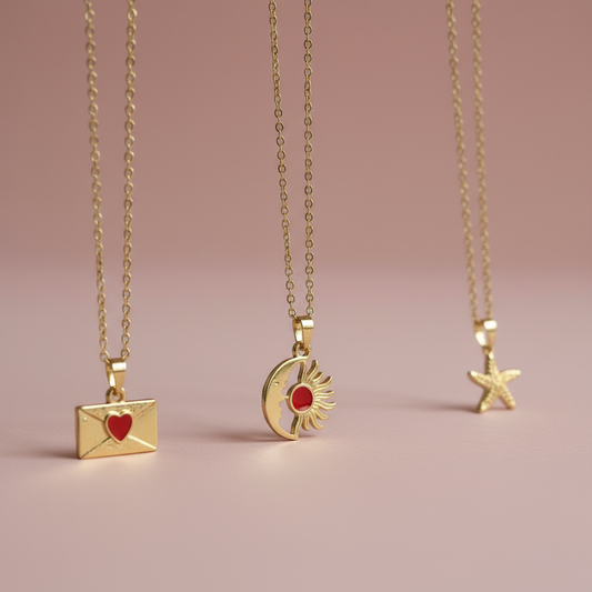 Üçlü Kombin Altın Kaplama Sembol Kolye Seti