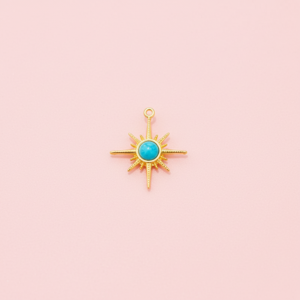 Mavi Mineli Kutup Yıldızı Charm - İrva Collection