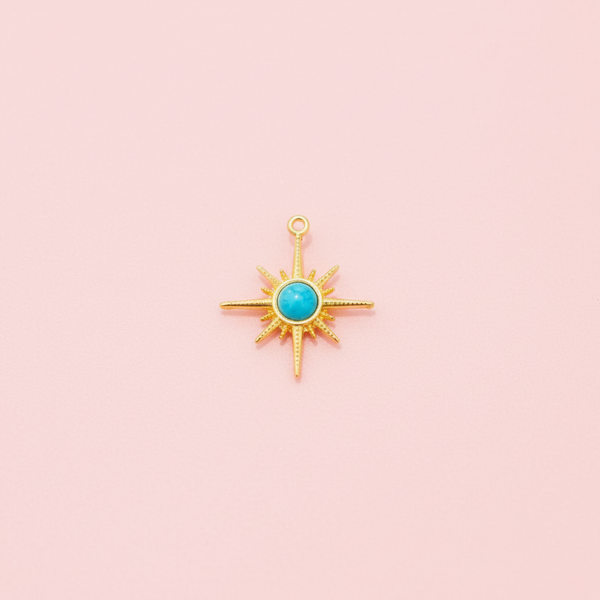 Mavi Mineli Kutup Yıldızı Charm - İrva Collection