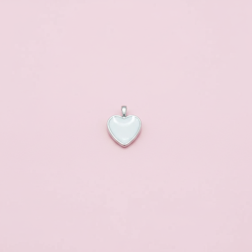 Silver Beyaz Kalp Charm