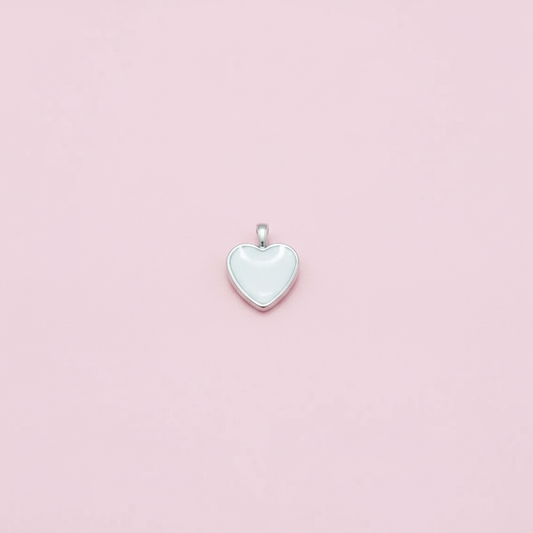 Silver Beyaz Kalp Charm