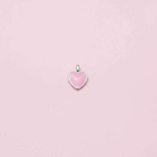 Silver Pembe Kalp Charm