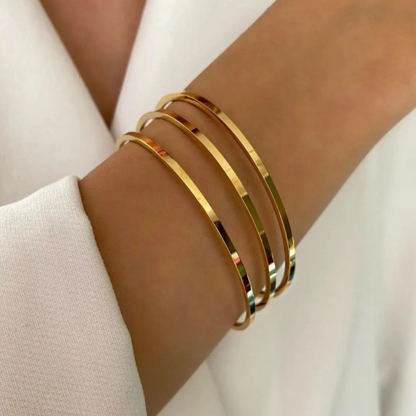 irva collection Yüksek Kalite 3’lü Büyük Boy Çelik Ajda Model Bilezik - İrva Collection