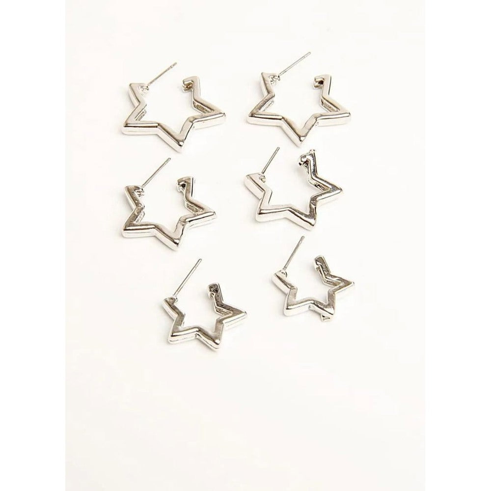 Gümüş Kadın 3 Boy Yıldız Model 1.5 cm/ 2 cm / 2.5cm Küpe