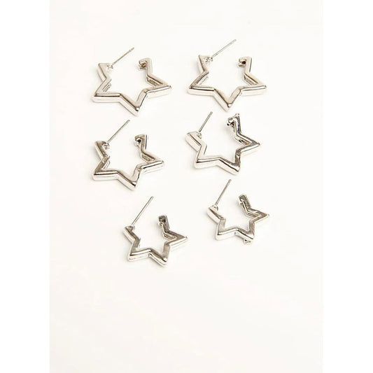 Gümüş Kadın 3 Boy Yıldız Model 1.5 cm/ 2 cm / 2.5cm Küpe