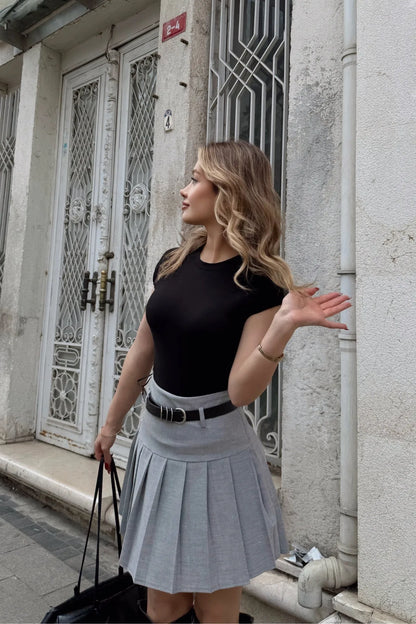 Modal Reglan Kol Crop T Shirt