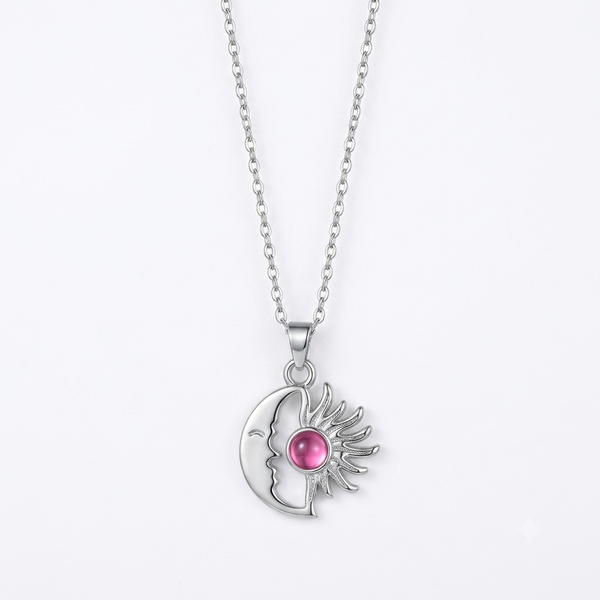 Silver Pembe Kedi Gözü Güneş Kolye