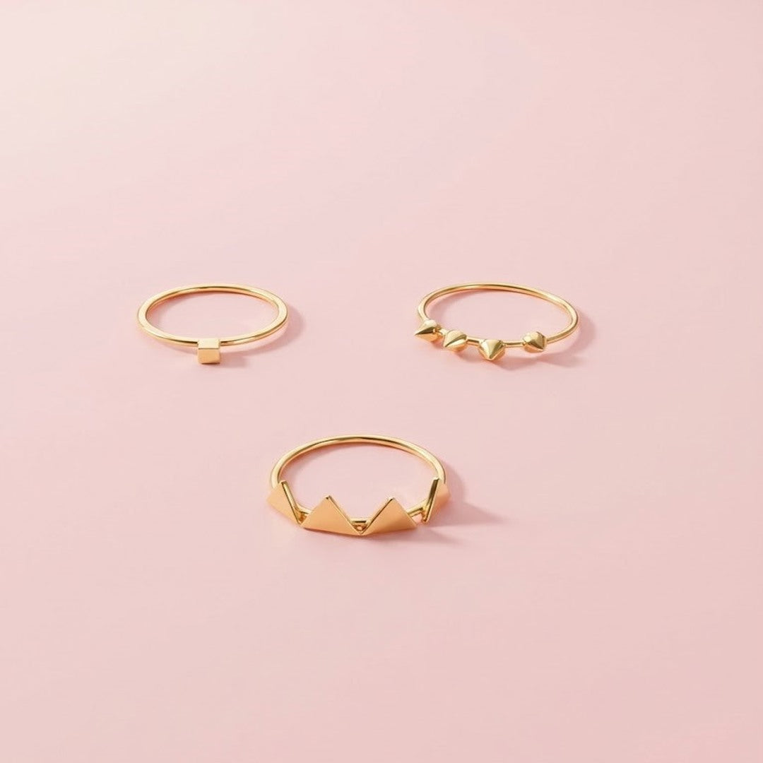 3lü Geometrik Yüzük Set